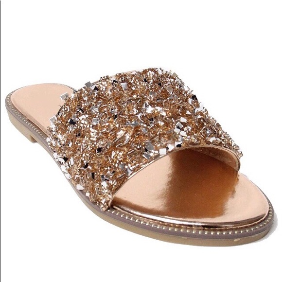 ‼️PRICE IS FIRM‼️Ros gold bling embellished sandal - Picture 3 of 5